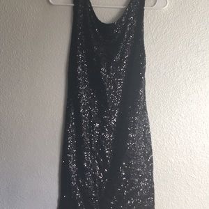 Black sequence mini dress